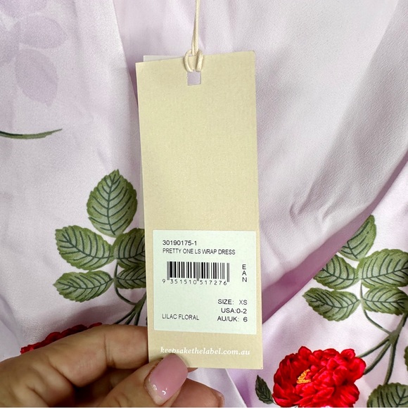 $170 NWT Keepsake Pretty One Wrap Dress Lilac Floral XS - Picture 7 of 14